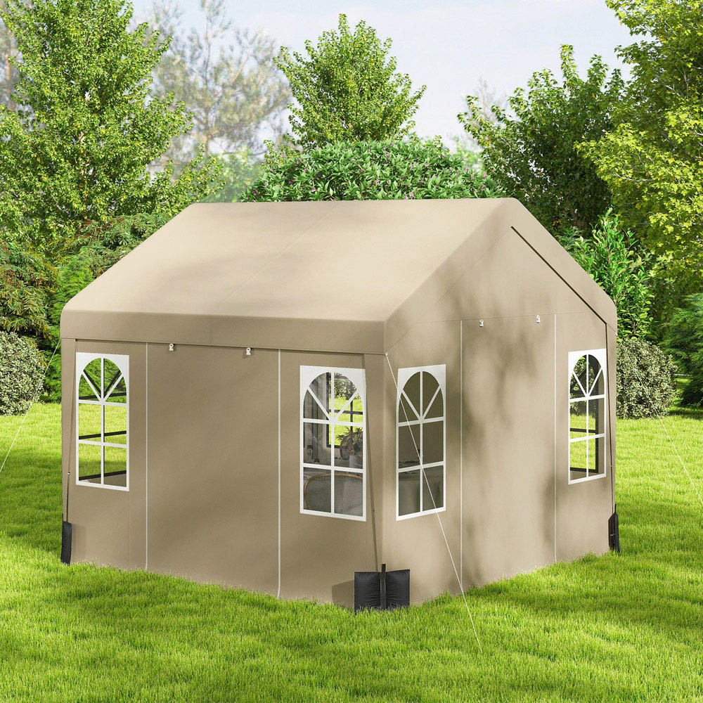 Outsunny 3 x 3m Beige Cathedral Style Gazebo with Sidewalls Image 4