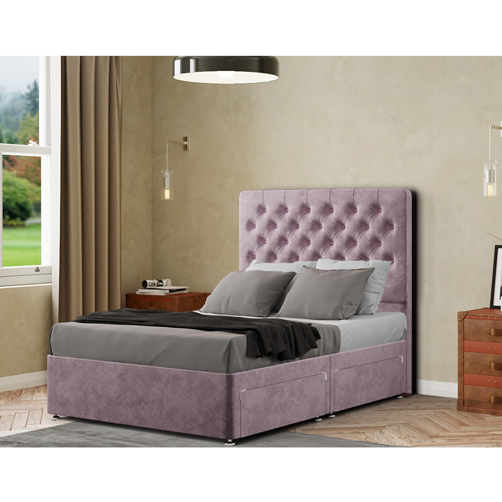 Portland Winchester Small Double Blush Plush Divan Bed with 2 Drawers and Headboard Image 3