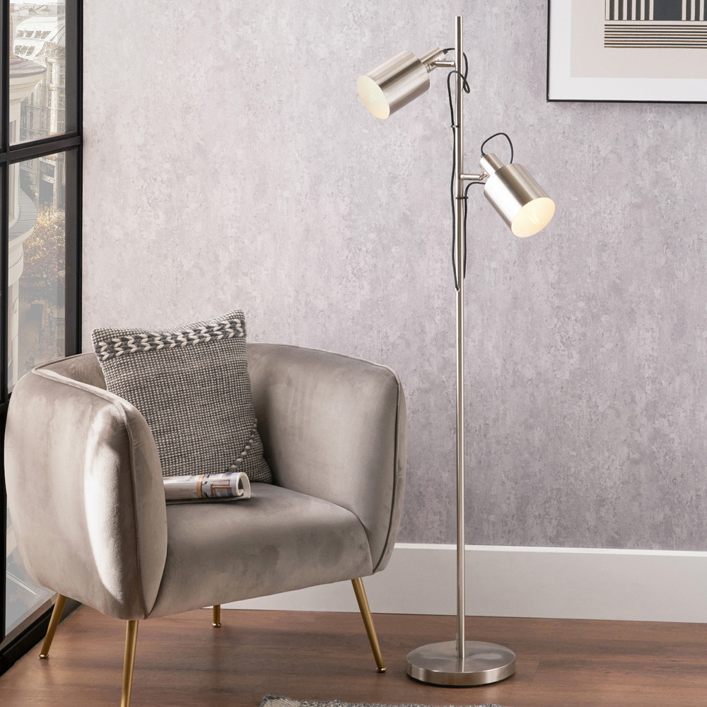 Pacific Lifestyle Aaron Brushed Chrome Metal Floor Lamp Image 2