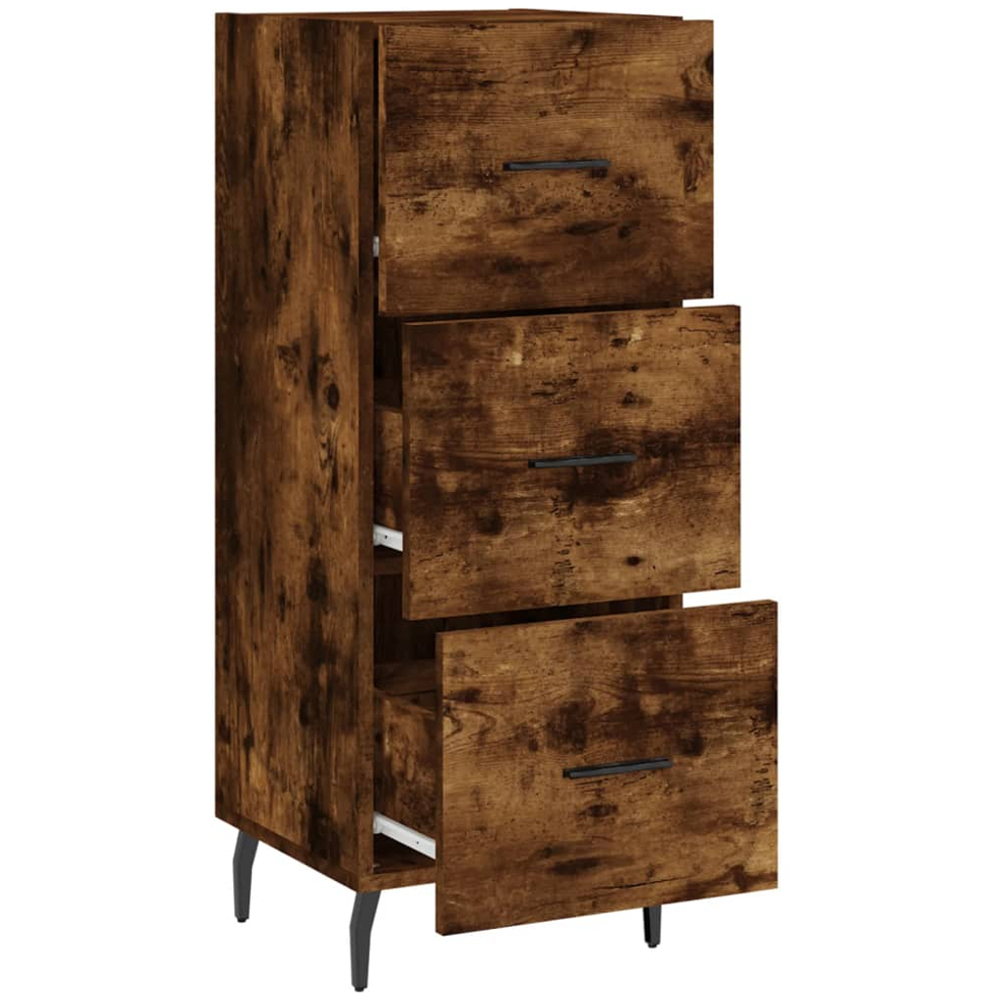 vidaXL 3 Drawer Smoked Oak Narrow Sideboard Image 5