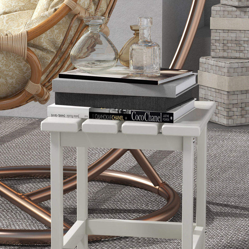 Outsunny White Garden Coffee Table Image 3