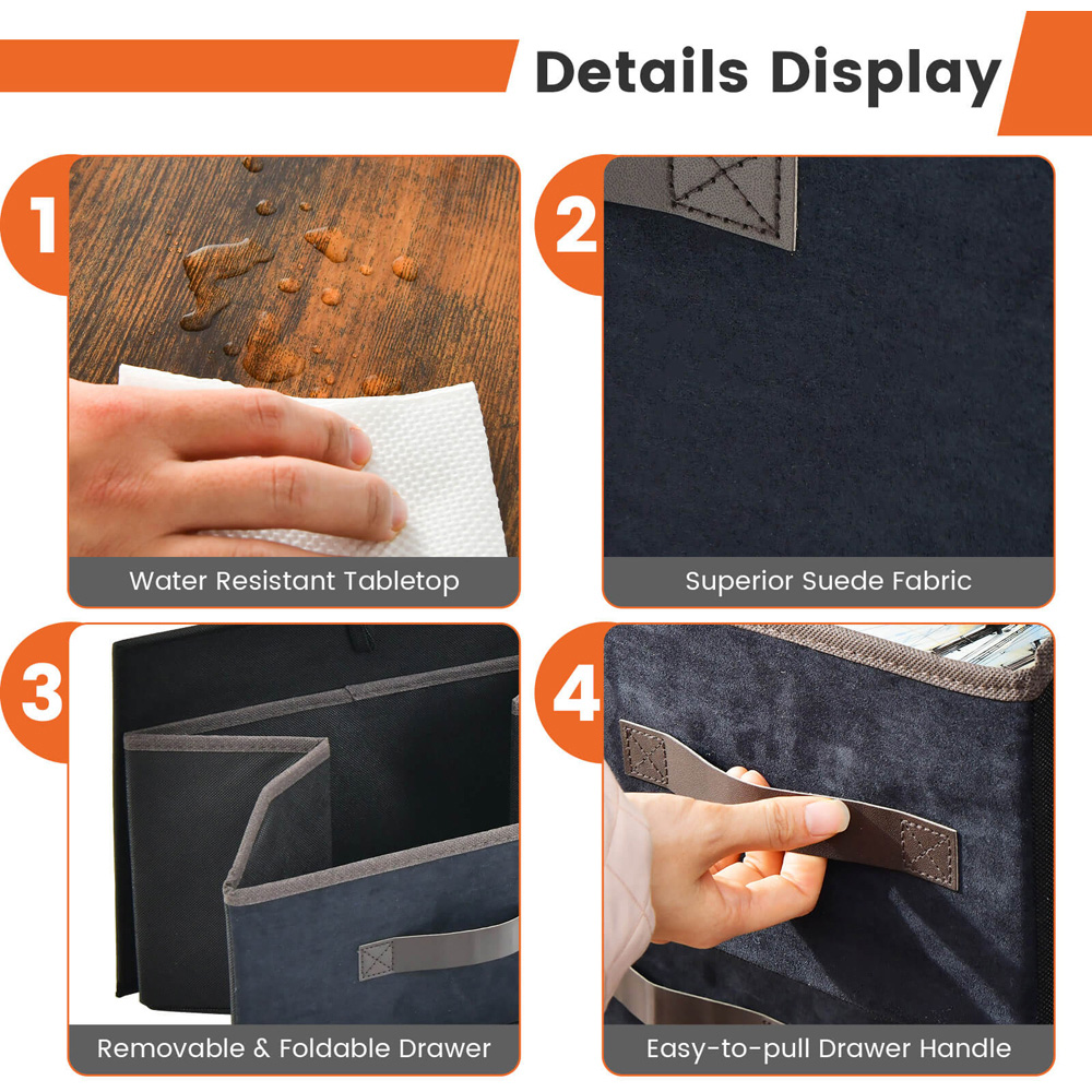 Costway 5 Drawer 2 Shelf Brown Fabric Storage Unit Image 7