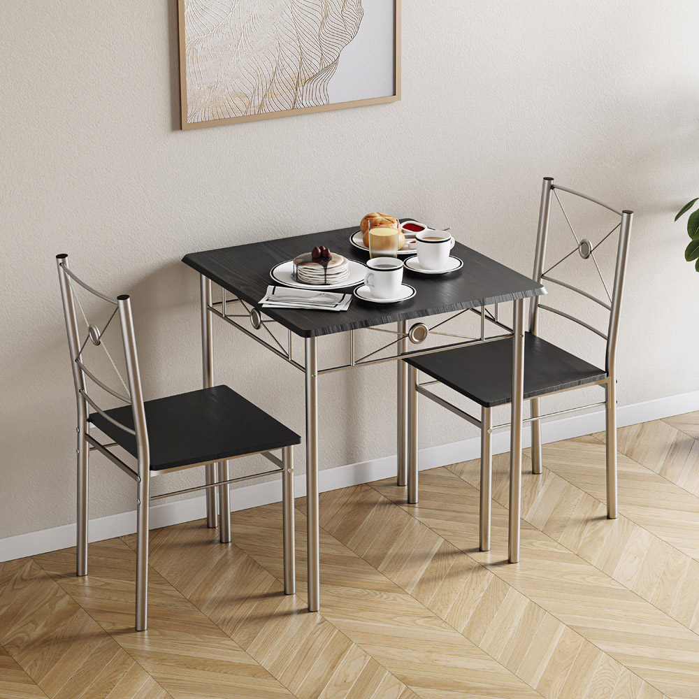 VIDA DESIGNS Roslyn 2 Seater Square Dining Set Black Image 3