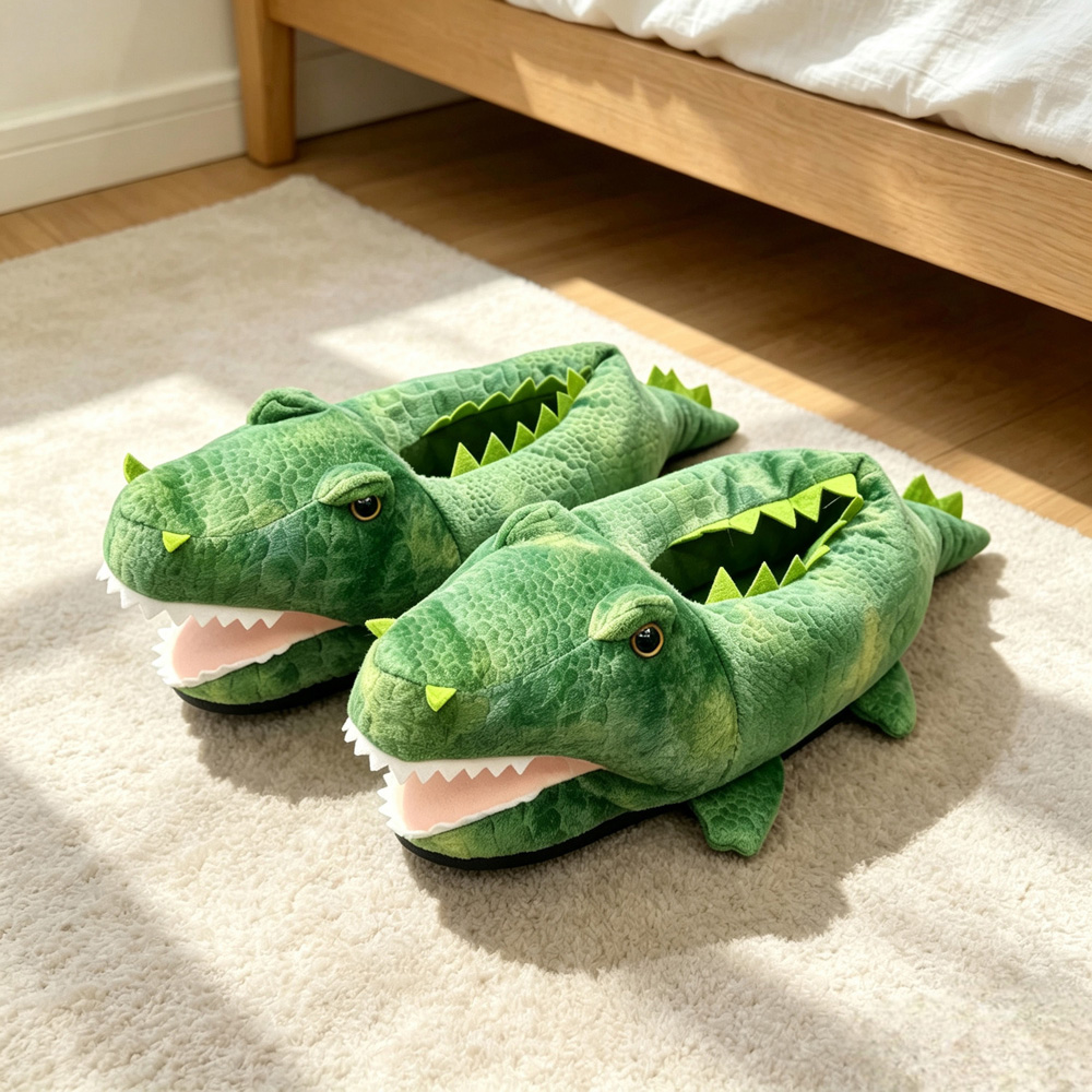 Crocodile Fluffy Slippers Image 2