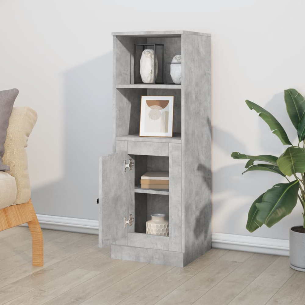 vidaXL Single Door 2 Shelf Concrete Grey Highboard Image 3
