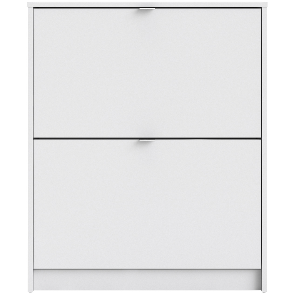 Florence Shoes 2 Flip Door Double Layer White Shoe Storage Cabinet Image 3
