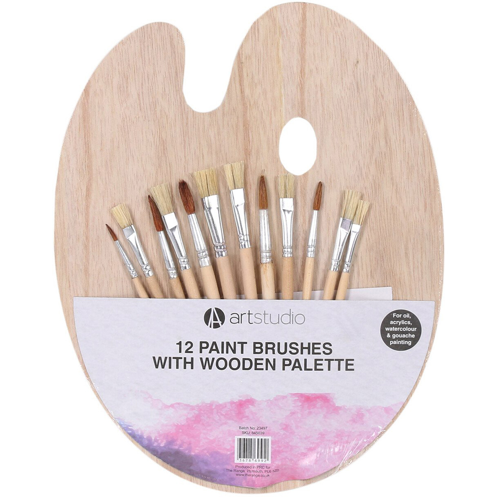 Art Studio 12 Piece Paint Brush and Palette Set Image