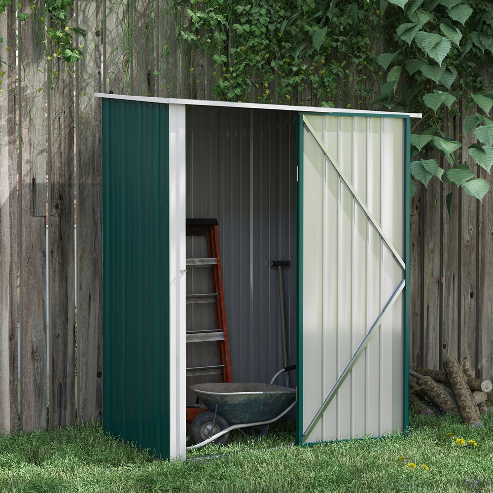Outsunny 5.3 x 3.1ft Green Garden Storage Shed Image 2