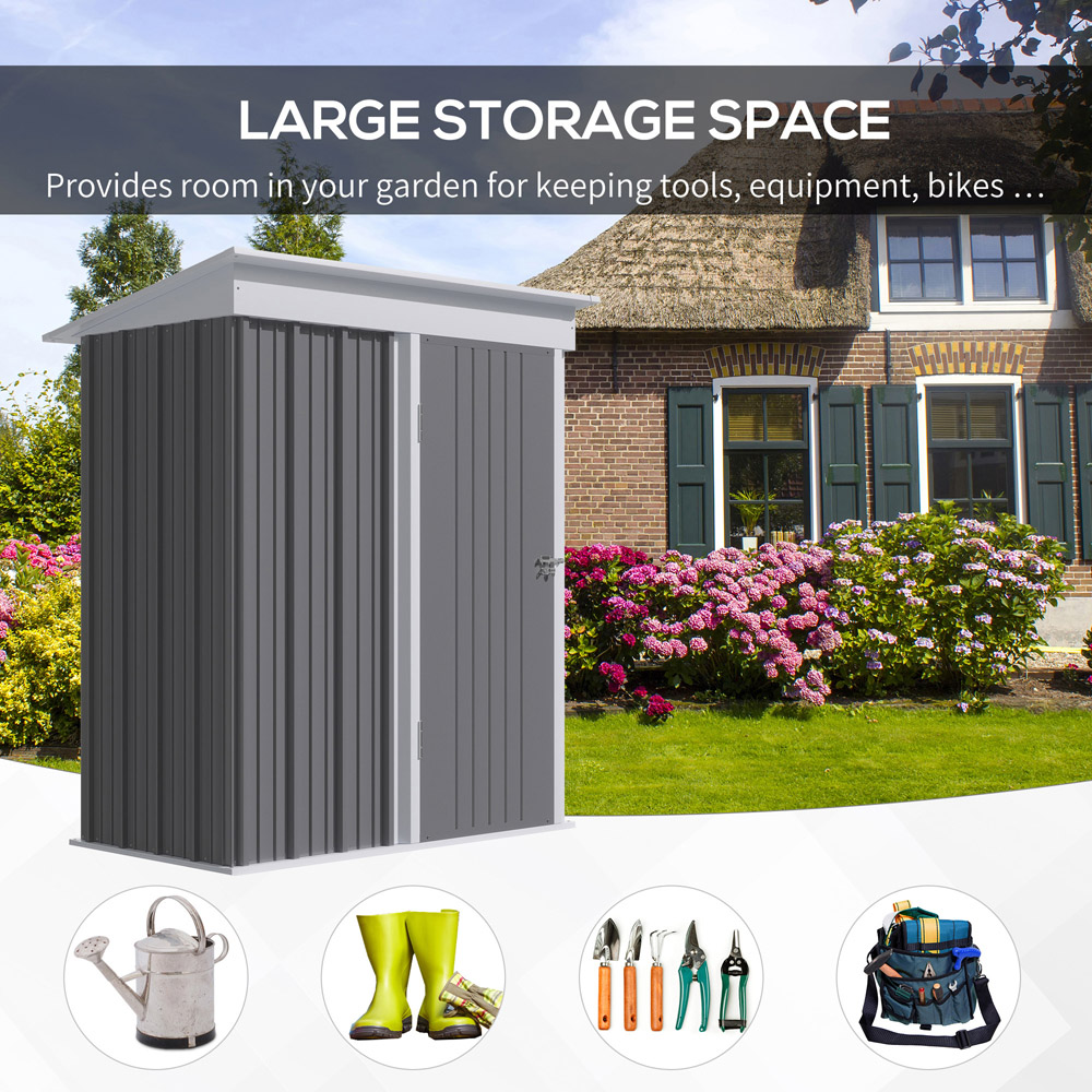 Outsunny 5 x 6ft Grey Adjustable Shelf Garden Storage Shed Image 5