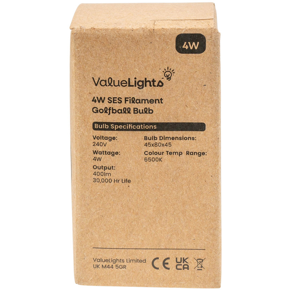 ValueLights Vintage 4W 6500K Cool White E14 Golfball Light Bulb 10 Pack Image 3