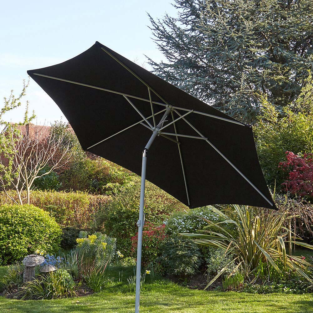 Home Source Gozo Black Garden Outdoor Parasol 2.7m Image 2