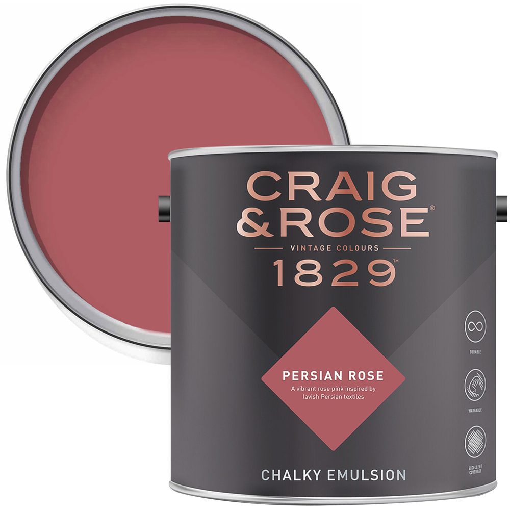 Craig & Rose 1829 Vintage Walls and Ceilings Persian Rose Chalky Matt Emulsion Paint 2.5L Image 1