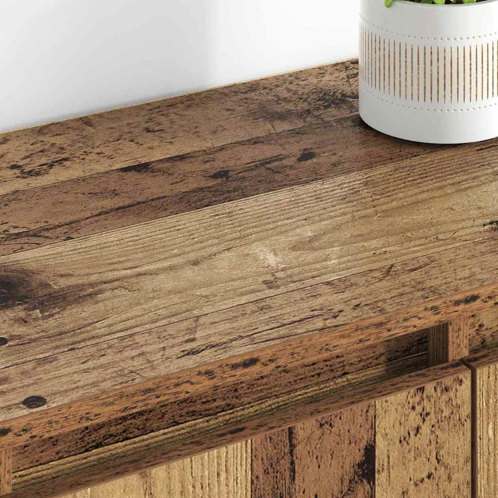 vidaXL 4 Door Old Wood Sideboard with Metal Legs Set of 2 Image 4