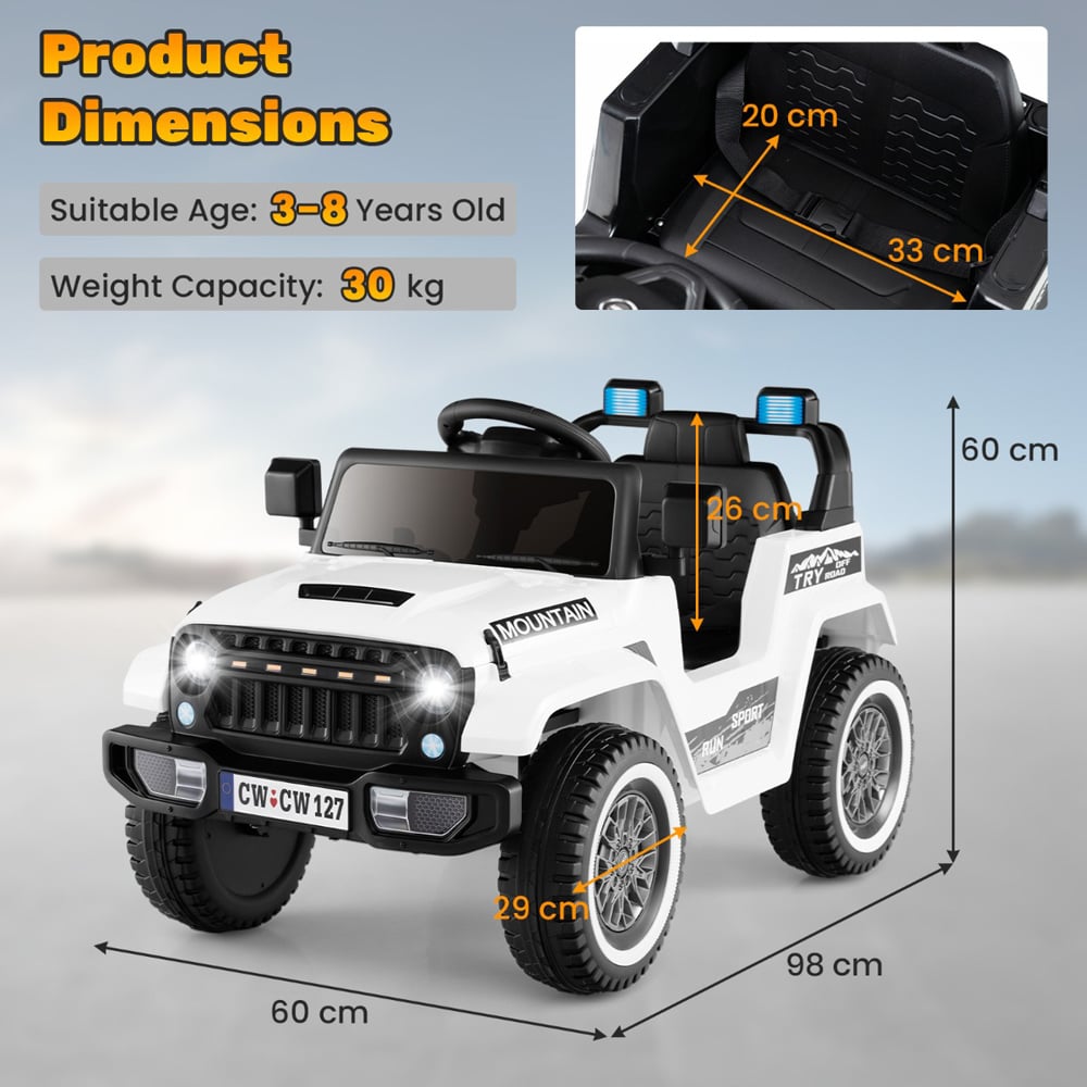 Costway White Battery Powered Kids Ride On Car Image 9