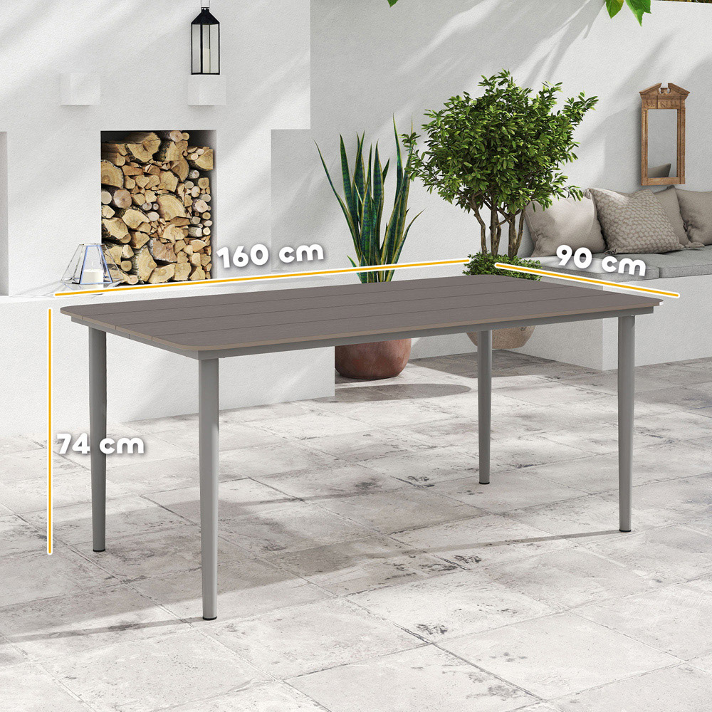 Outsunny 6 Seater Rust Resistant Metal Frame Garden Dining Table Dark Grey Image 9