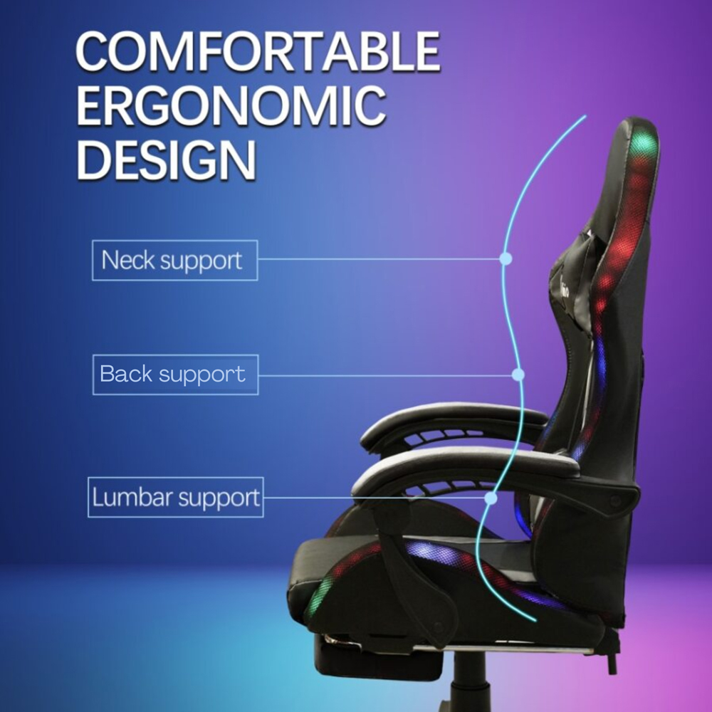Alivio Grey PU Leather RGB Reclining Gaming Chair Image 5
