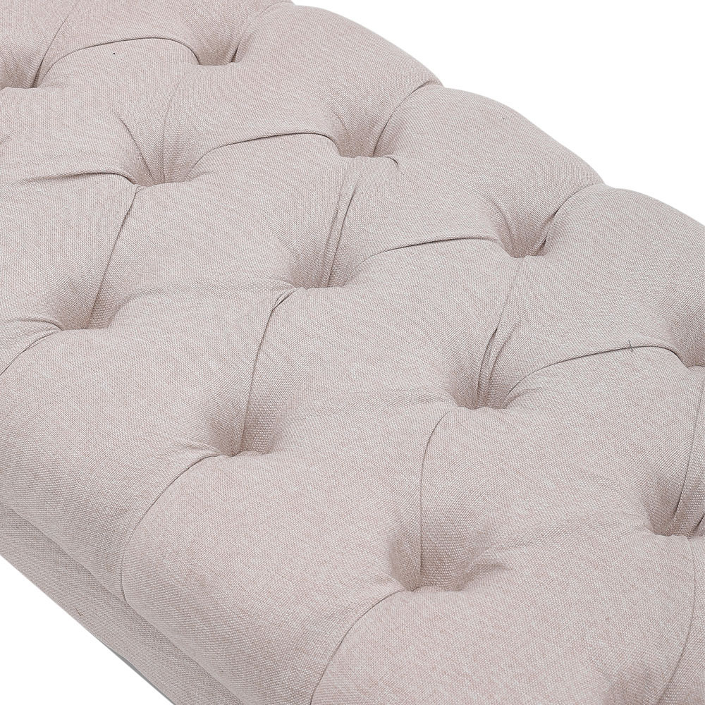 Living and Home Cream Mid Century Metal Upholstered Bench Image 6