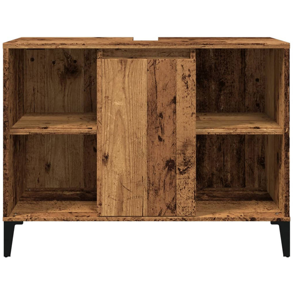 vidaXL Single Door 4 Open Compartment Old Wood Bathroom Sink Cabinet Image 3