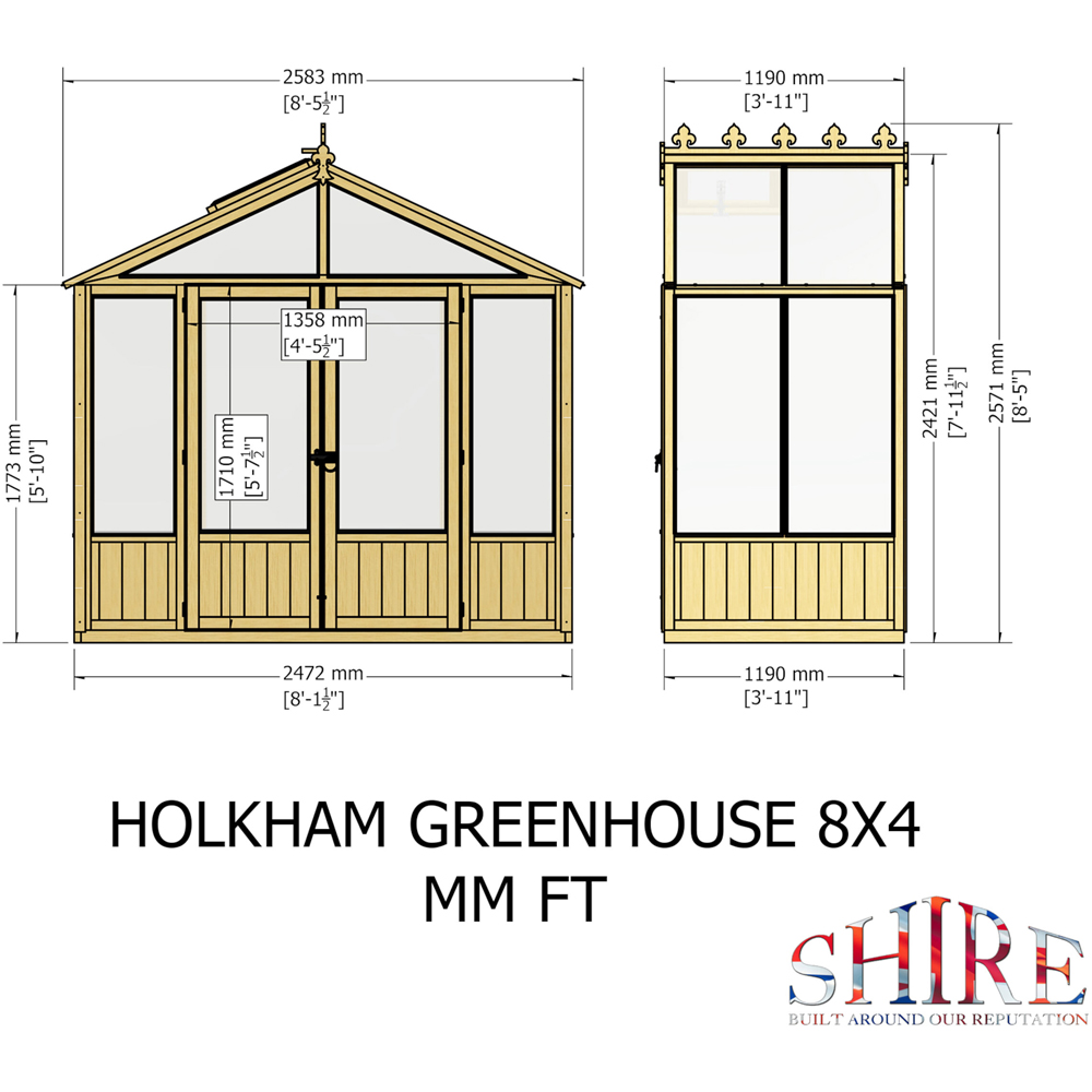 Shire Holkham 8 x 4ft Glazed Toughened Glass Greenhouse Image 9