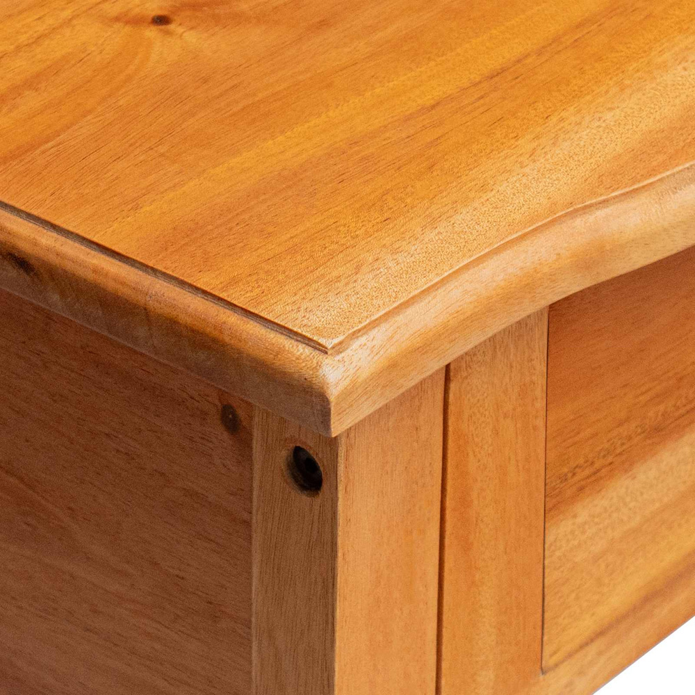 vidaXL 2 Drawer Single Shelf Natural Solid Mahogany Wood Console Table Image 7