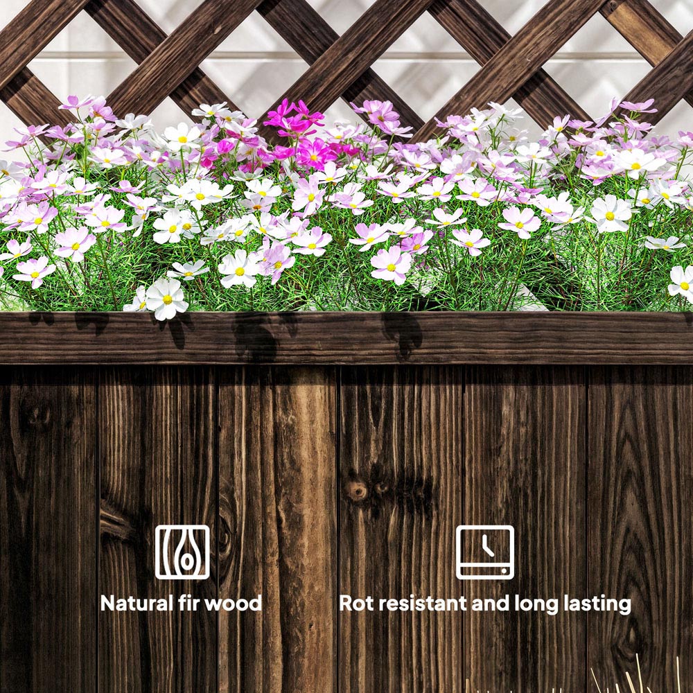 Outsunny Carbonised Wooden Raised Garden Bed Planter Box with Trellis 149.5 x 31.5 x 72.5cm Image 7
