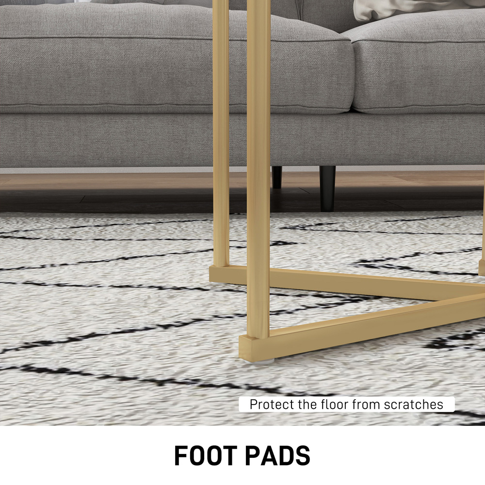 HOMCOM White and Gold Metal Frame Nesting Coffee Table Set of 2 Image 6