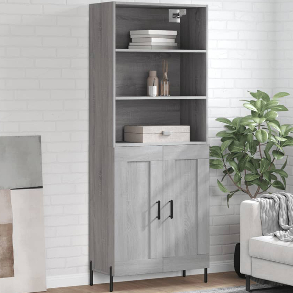 vidaXL 2 Door 3 Shelf Grey Sonoma Highboard Image 1