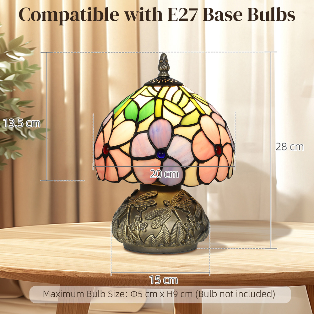 HOMCOM Tiffany Style Stained Glass Table Lamp Image 9