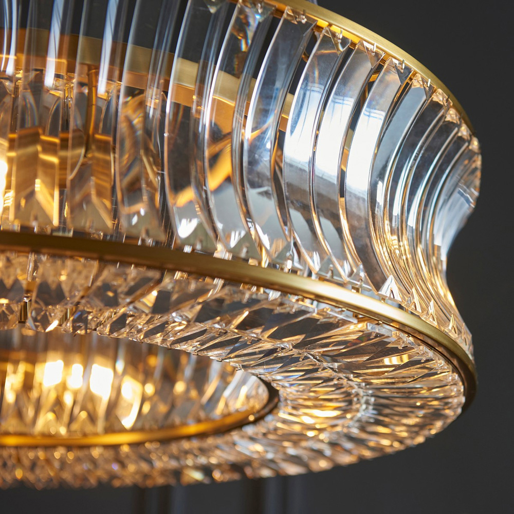 Merano Vittoria Warm Brass Plate Clear Glass Pendant Ceiling Light Image 5