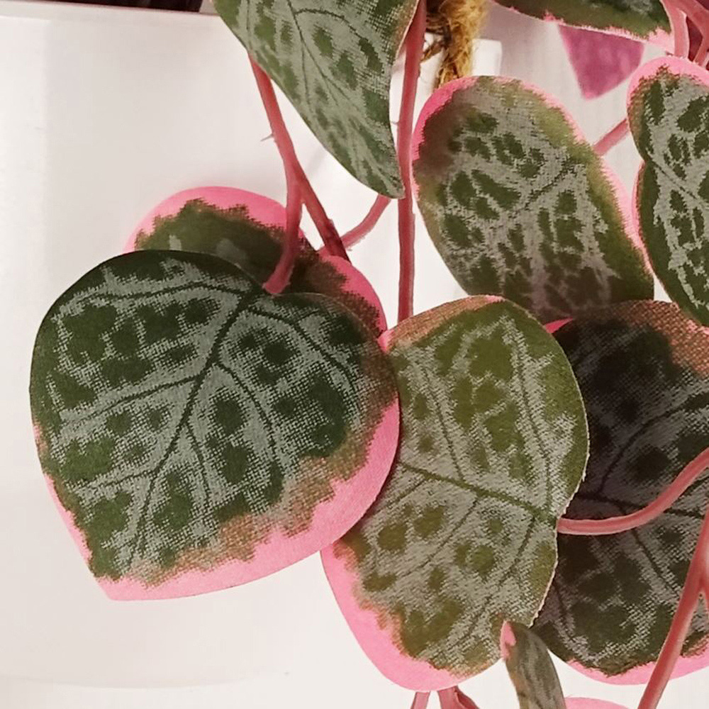Leaf Pink Trailing String of Hearts Hanging Artificial Plant in Pot 3ft Image 2