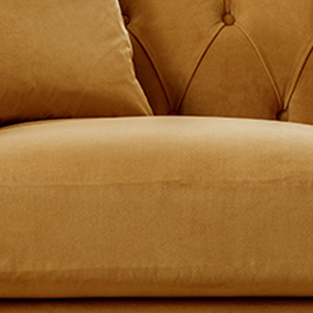 Elsie Chesterfield 5 Seater Ochre Plush Velvet Sofa Suite Image 6