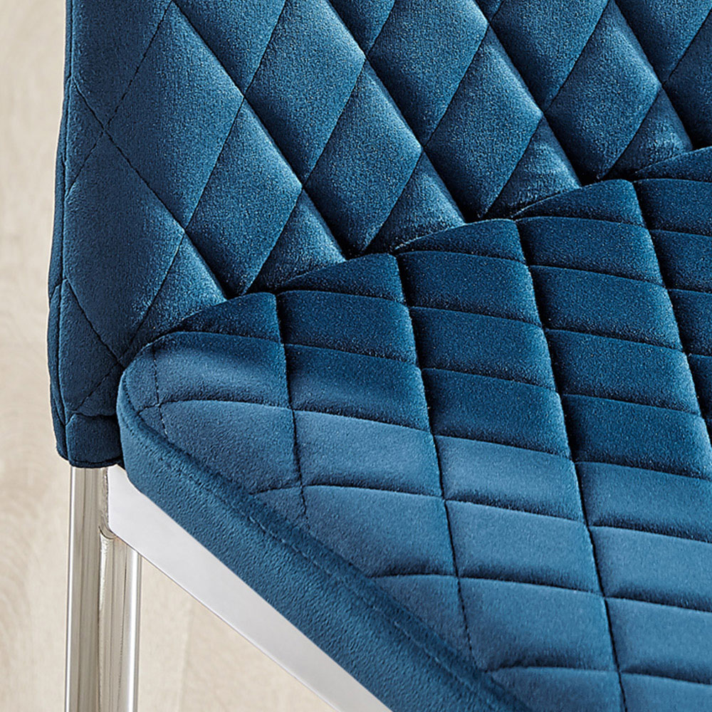 Furniturebox Copeland Valera Marble Effect 4 Seater Dining Set White Navy Chrome Image 8