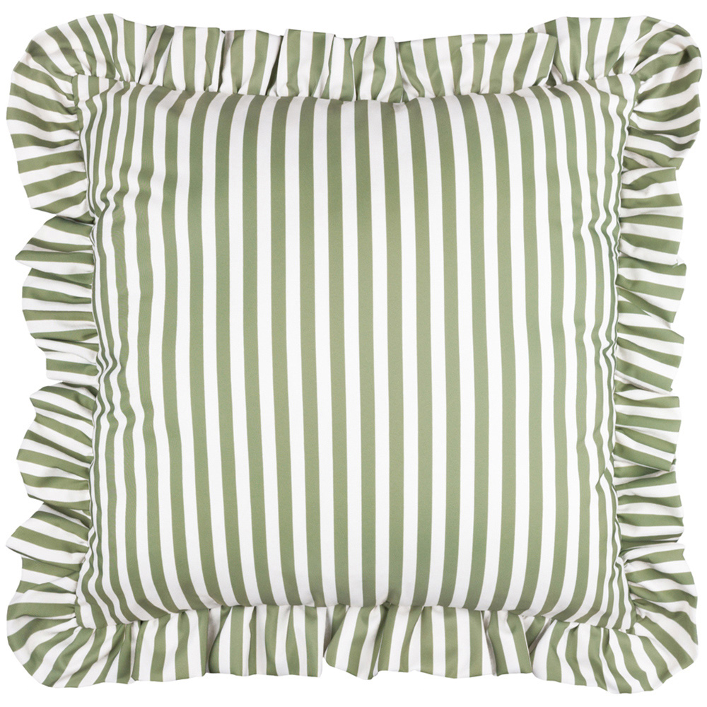 Wylder Nature Millie Green Ruffle Stripe Cushion 50 x 50cm Image 1