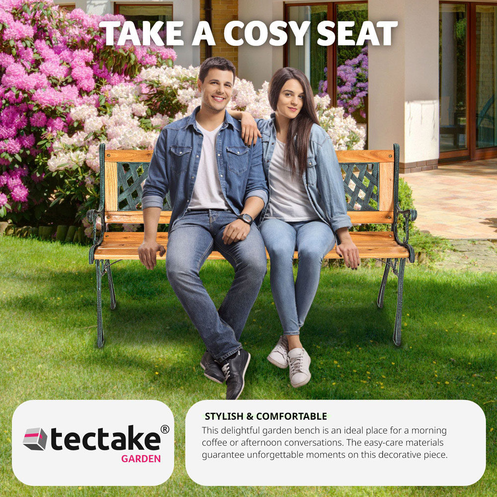 tectake Tamara 2 Seater Brown Garden Bench Image 5
