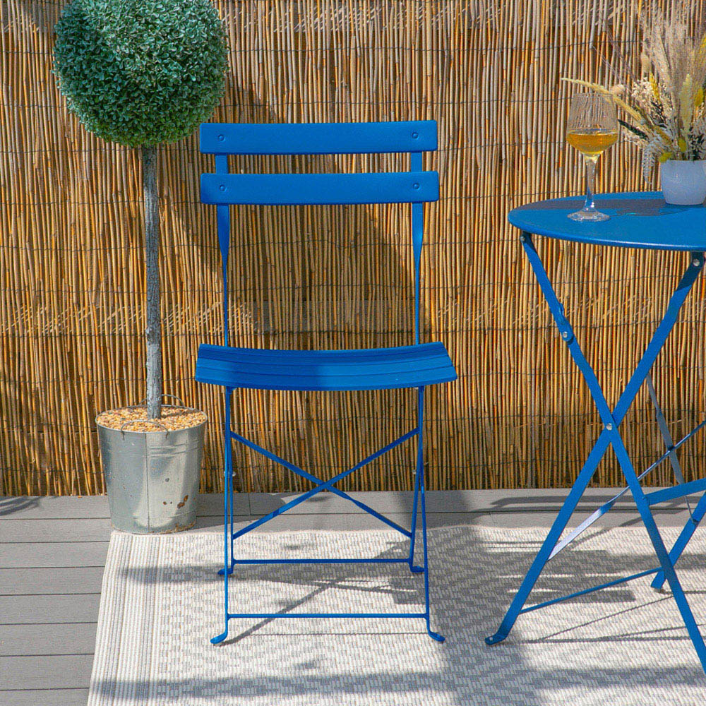 Harbour Housewares Sussex 2 Seater Navy Round Bistro Set Image 5