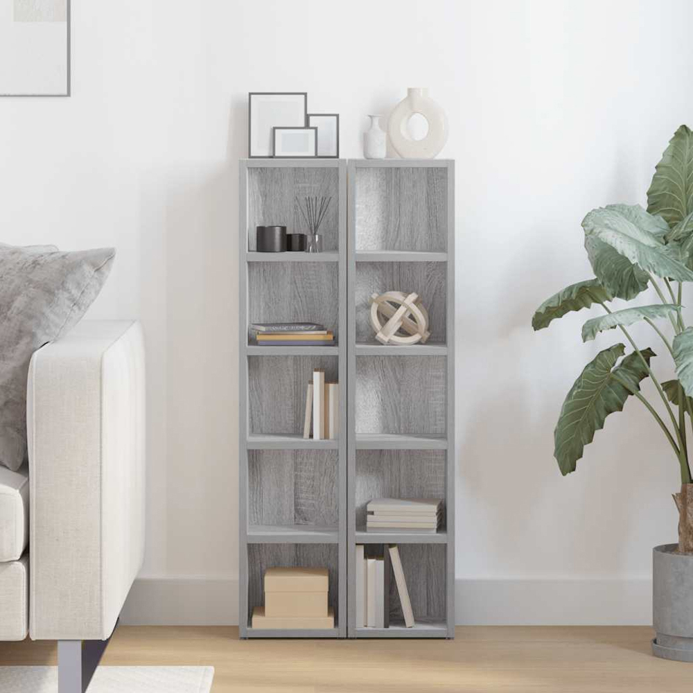 vidaXL 5 Shelf Grey Sonoma CD Cabinet Image 3