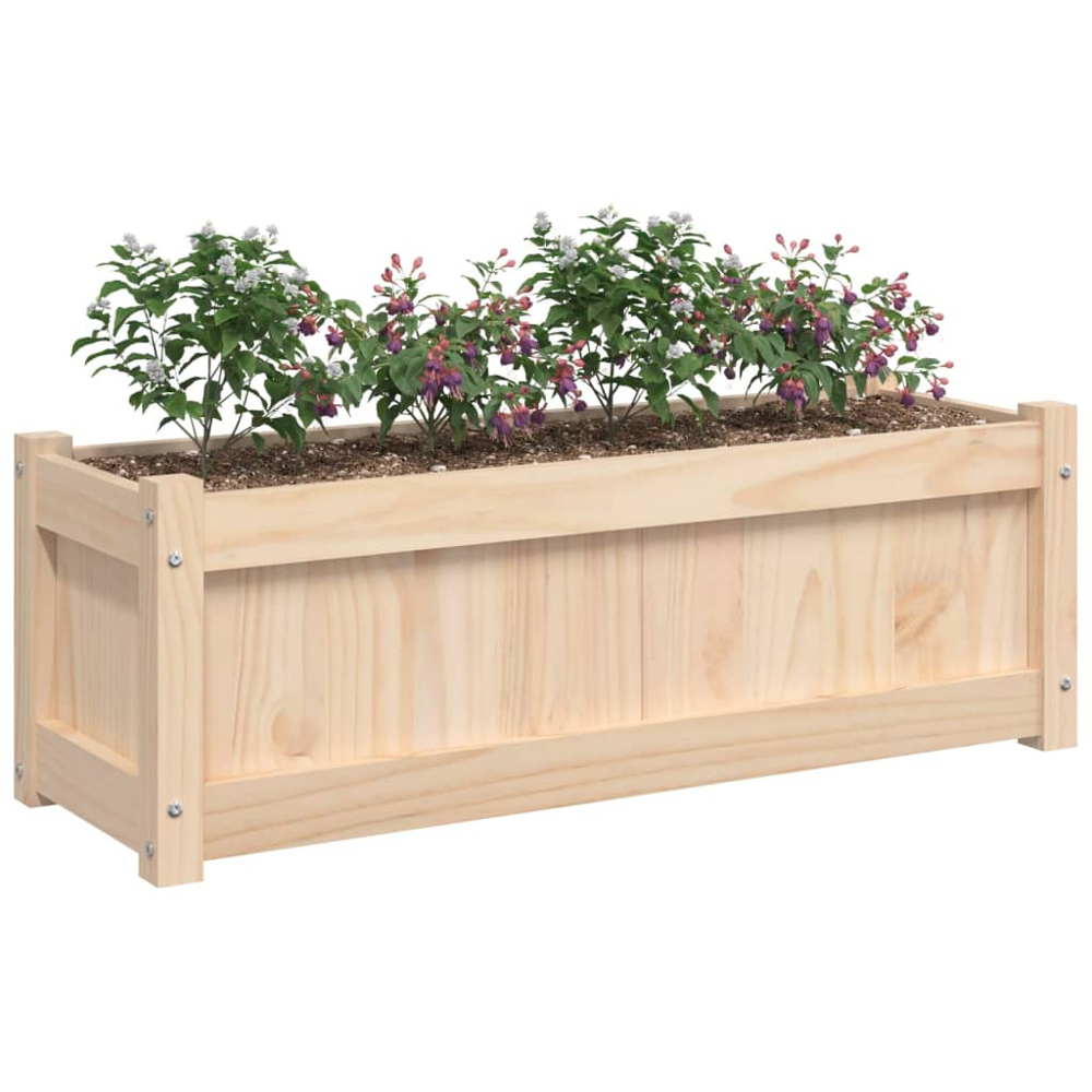 vidaXL Brown Pine Wood Garden Planter 31 x 90 x 31cm 2 Pack Image 3