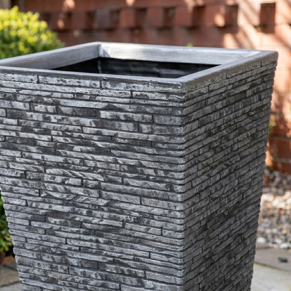 Samuel Alexander Dark Grey Large Square Plastic Slate Effect Garden Planter 30 x 45cm Image 6