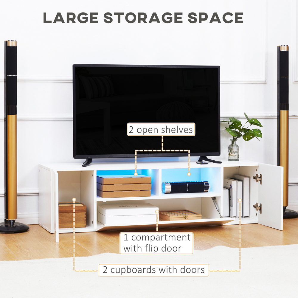 Portland White LED Lights TV Unit Cabinet for 60 Inch TV Image 6