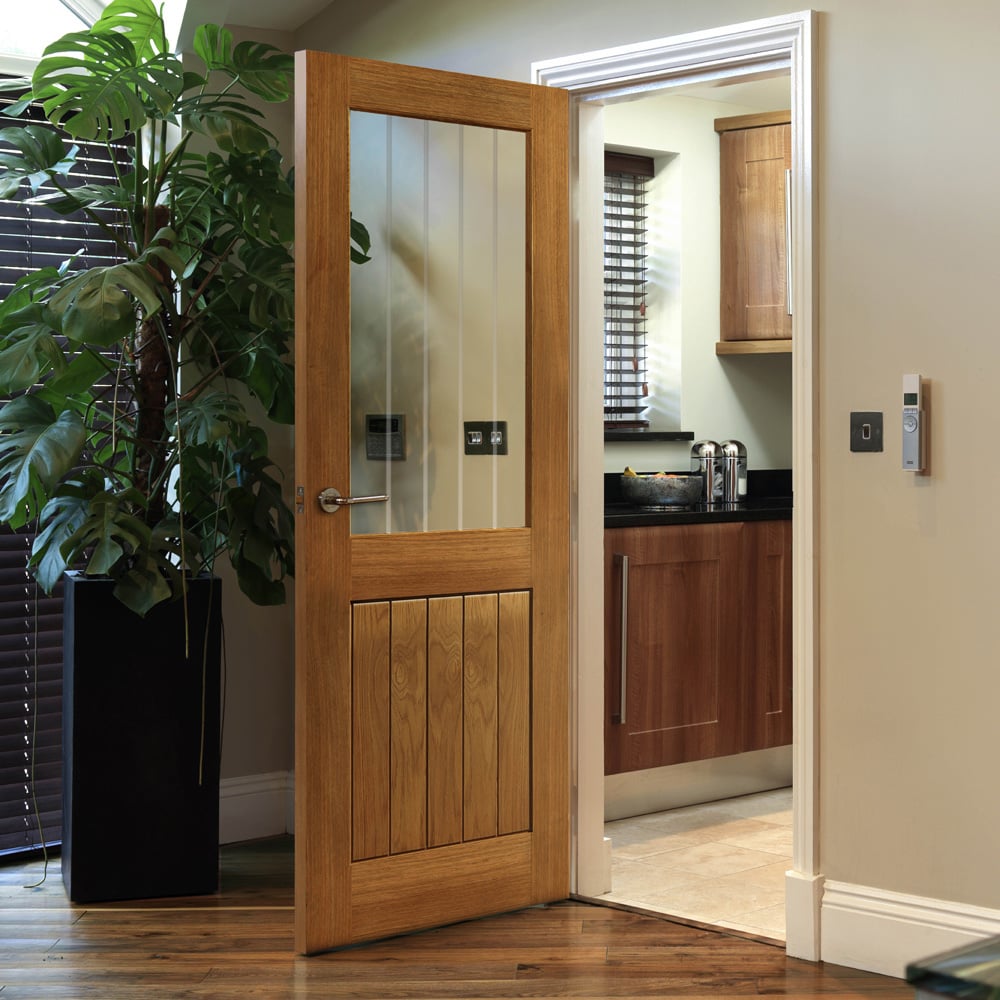 JB Kind Thames Cottage Oak 1/2 Glazed Internal Door 1981 x 762mm Image 2