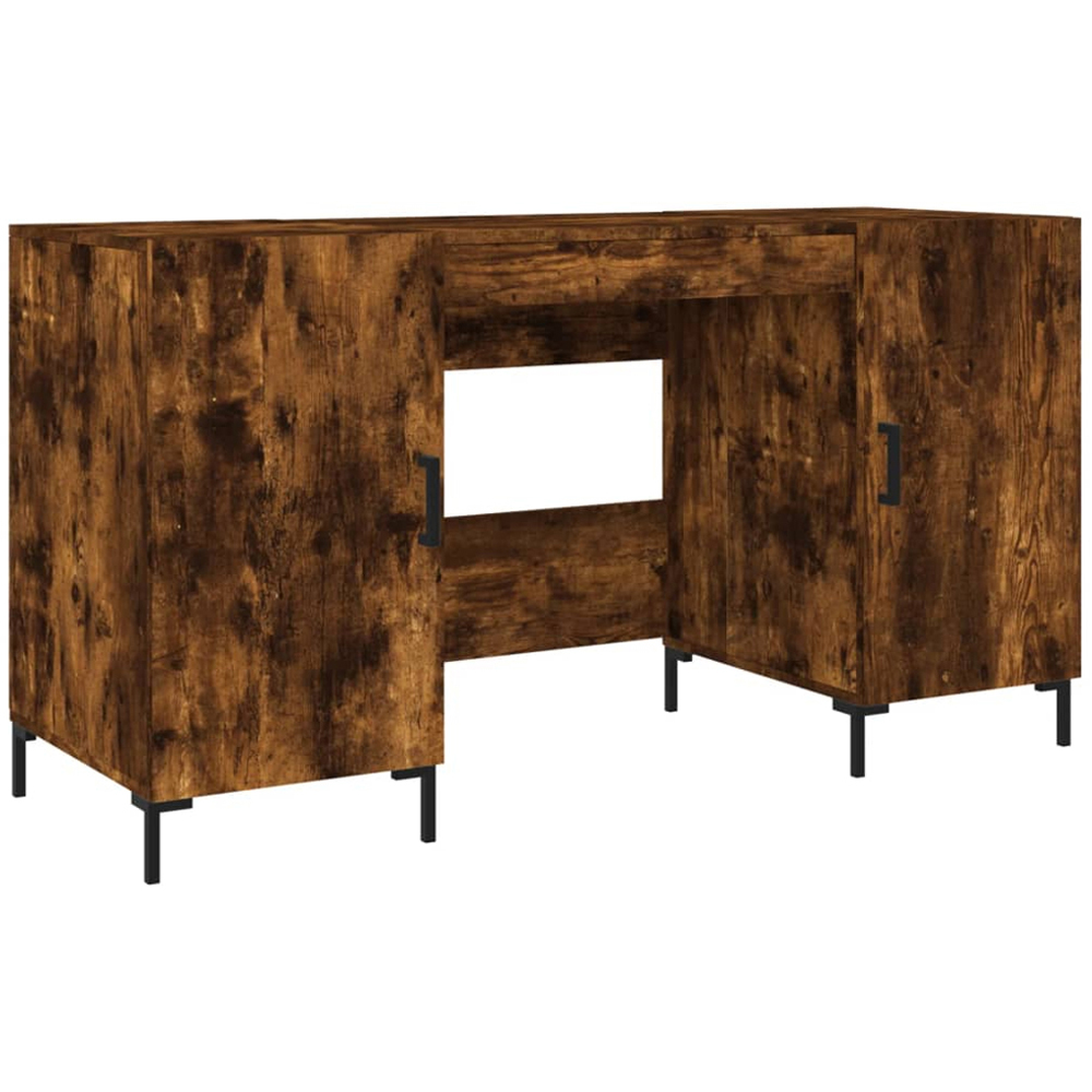 vidaXL 2 Door Computer Desk Smoked Oak and Black Image 2