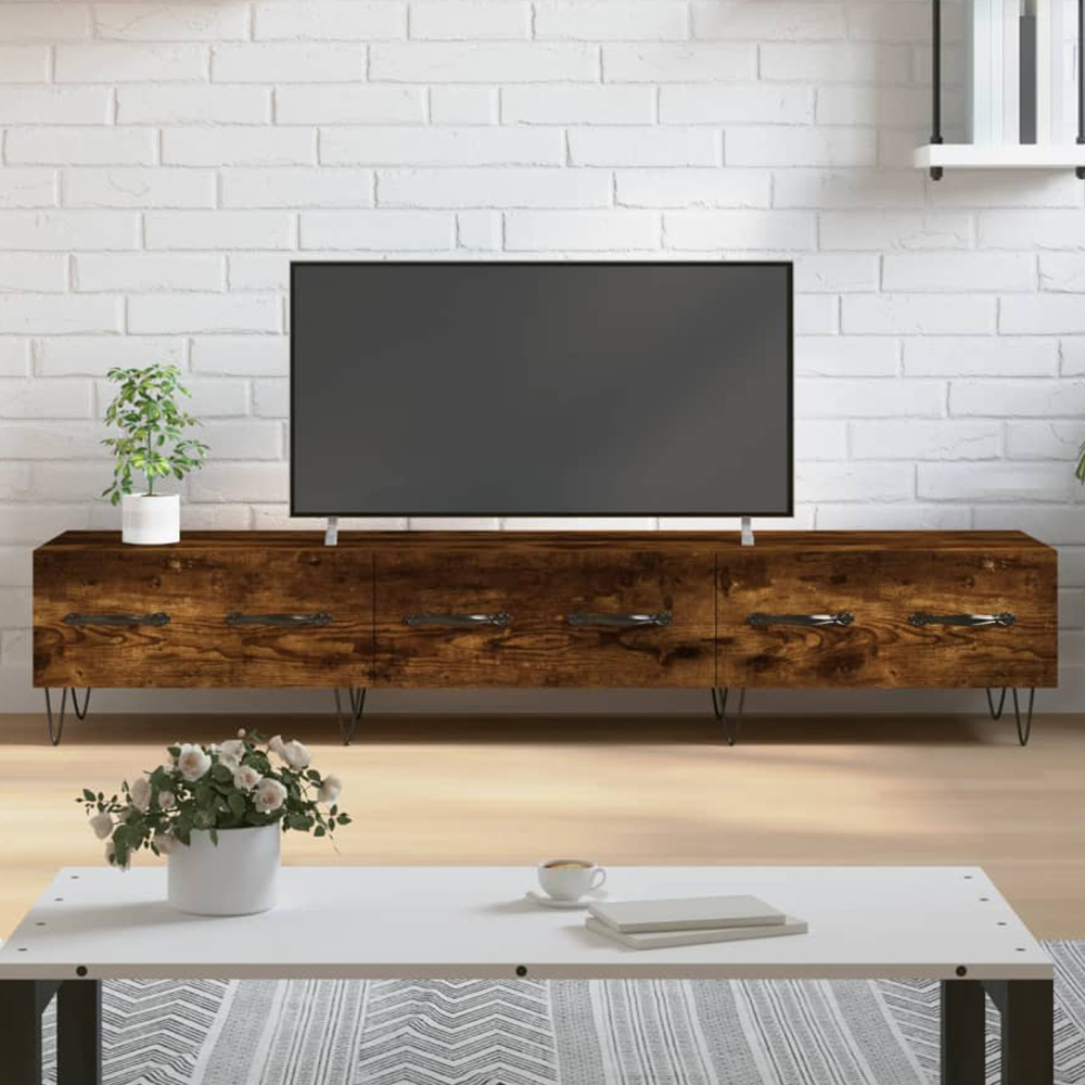 vidaXL 3 Drawer Brown TV Cabinet with Metal Legs Image 1