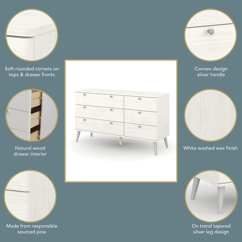 Core Products Augusta Curve 3 Plus 3 Drawer Wide Chest of Drawers Image 6