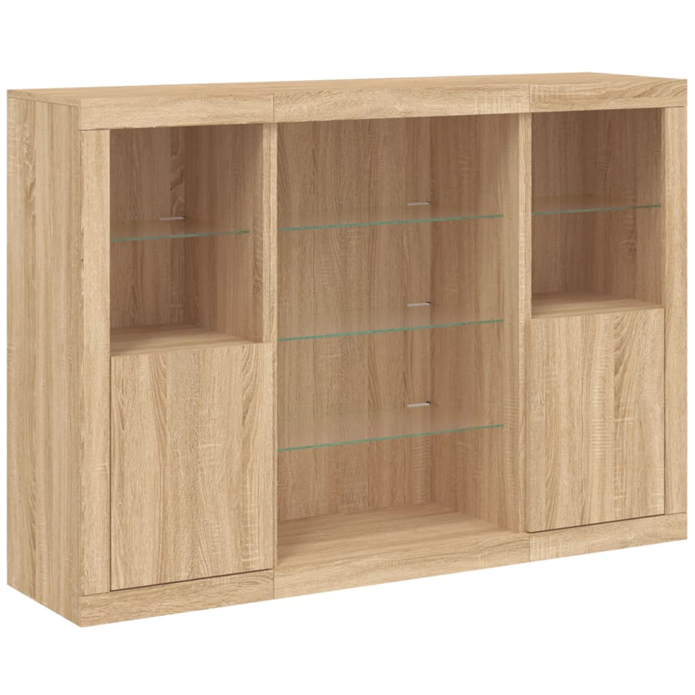 vidaXL 2 Door 8 Shelf Sonoma Oak Sideboard with LED Lights Image 5