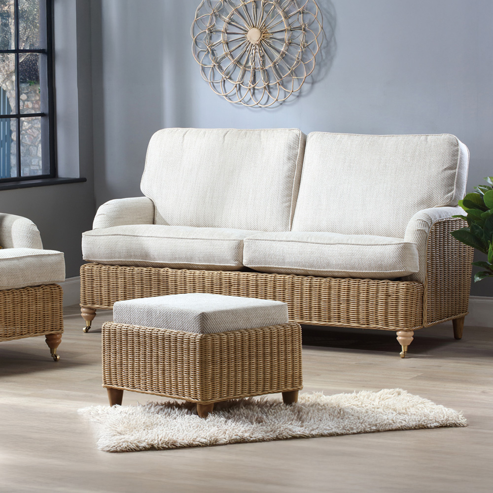 Desser Furniture Seville 3 Seater Light Oak Natural Rattan Jasper Sofa Image 5