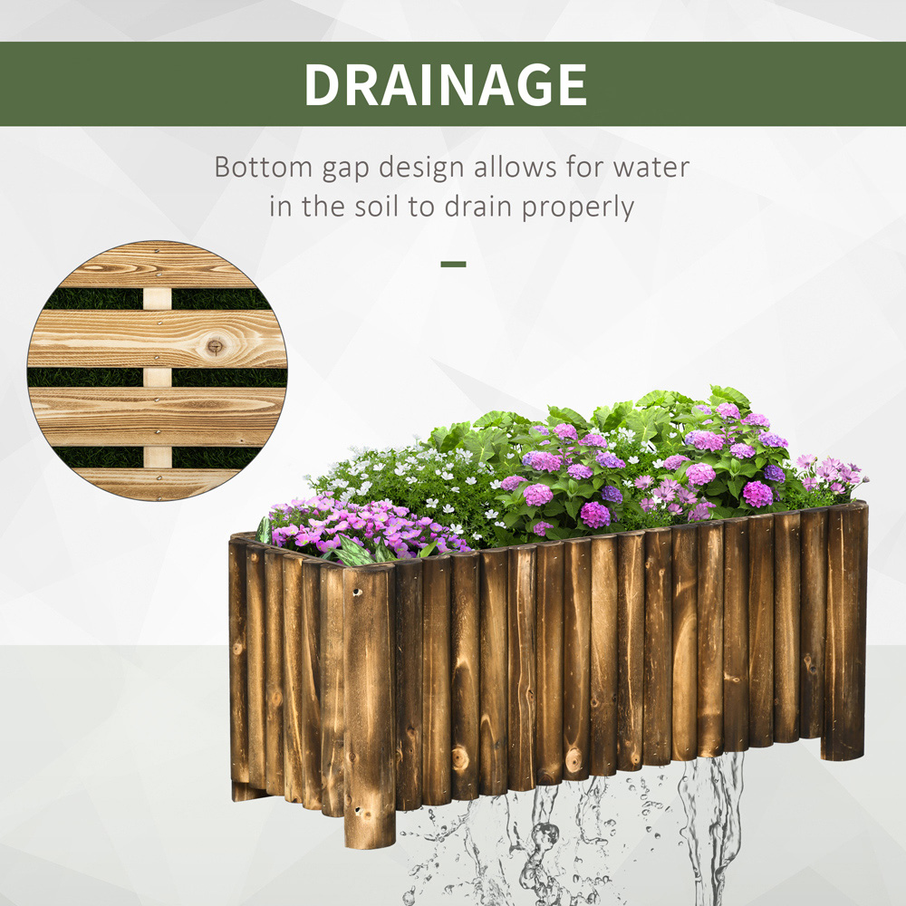 Outsunny Wooden Rectangular Raised Bed Planter 40 x 38.5 x 100cm Image 5