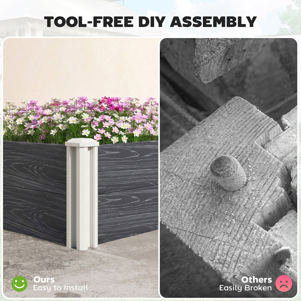 Outsunny Grey Vinyl Raised Garden Bed Kit 30 x 90 x 90cm Image 3