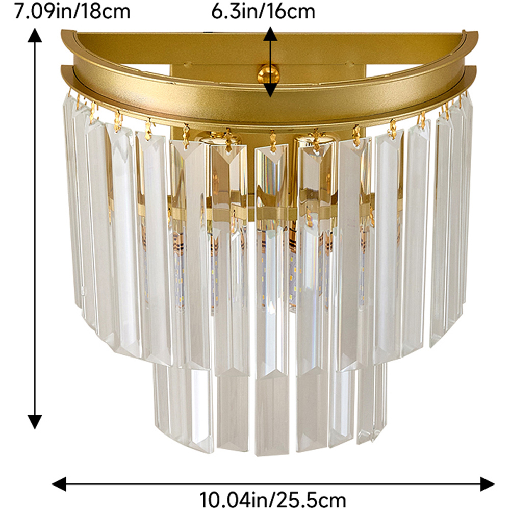 Living and Home Gold Crystal Glass E14 Wall Light Image 8
