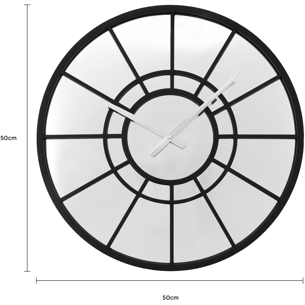 Charles Bentley Buttermere Black Mirrored Round Skeleton Indoor and Outdoor Wall Clock 50cm Image 9