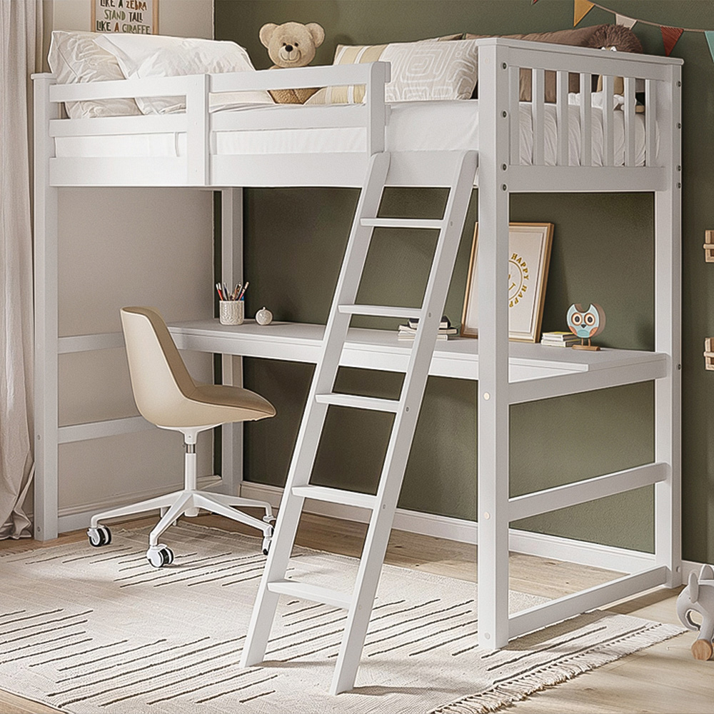 Flair Jules White High Sleeper with Desk Image 1